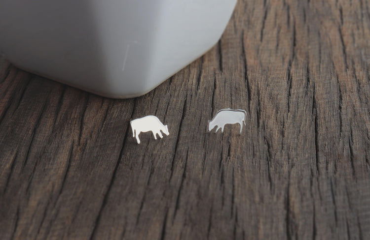 Grazing Cow Stud Earrings - Sweet November Jewelry