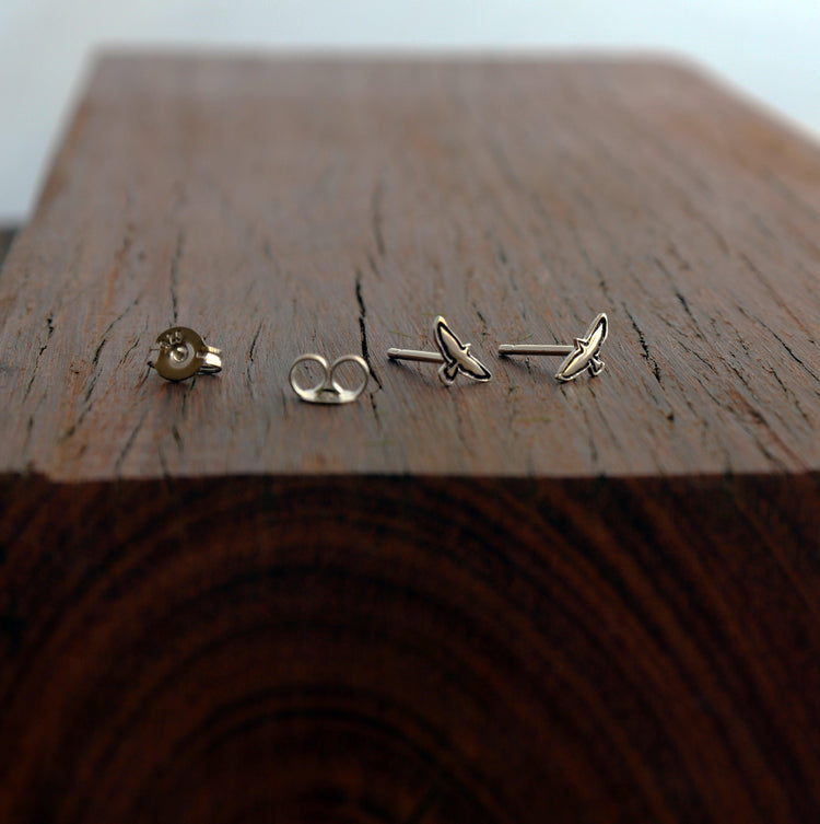 Graphic Tiny Flying Birds Studs - Sweet November Jewelry