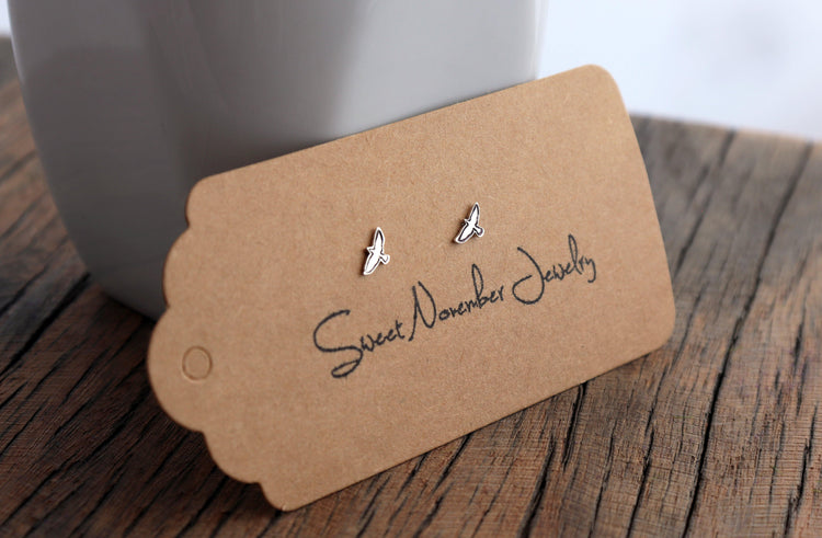 Graphic Tiny Flying Birds Studs - Sweet November Jewelry