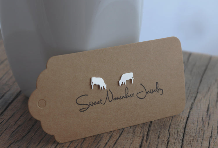 Grazing Cow Stud Earrings - Sweet November Jewelry