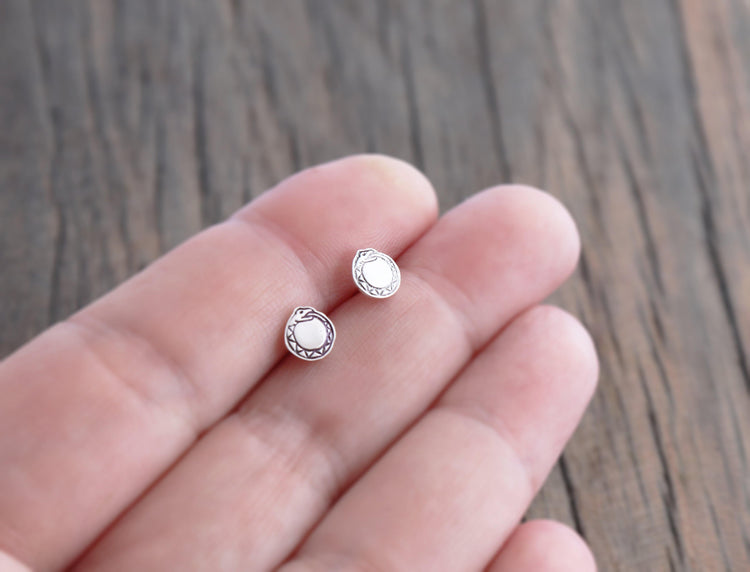 Graphic Ouroboros Snake Studs - Sweet November Jewelry