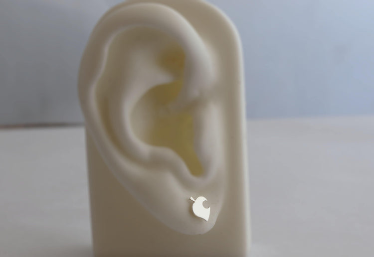 Animal Crossing Leaf Studs in Sterling Silver - Sweet November Jewelry