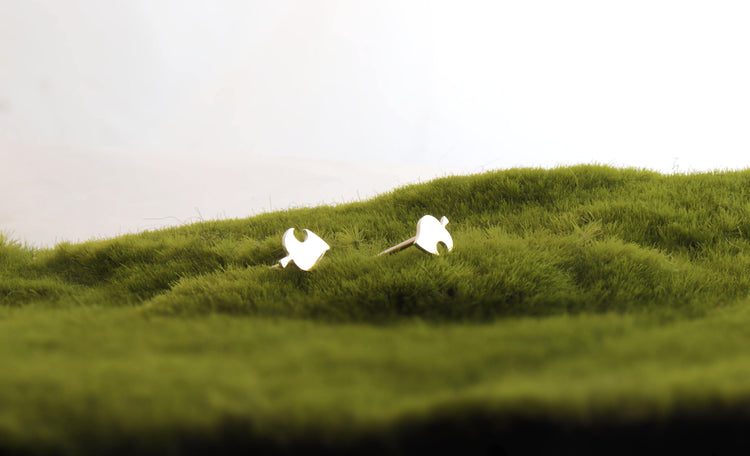 Animal Crossing Leaf Studs in Sterling Silver - Sweet November Jewelry