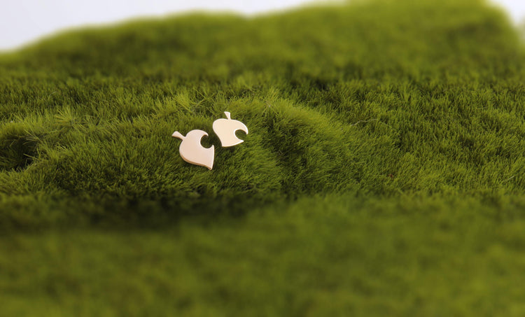 Animal Crossing Leaf Studs in Sterling Silver - Sweet November Jewelry