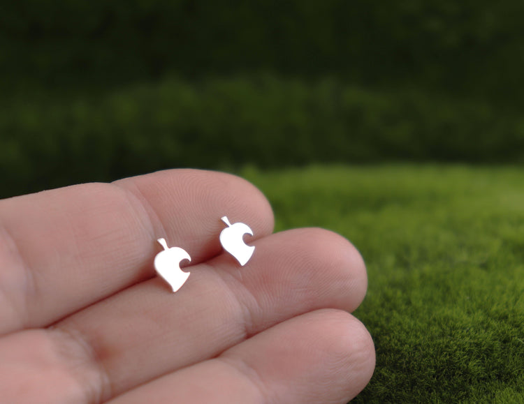 Animal Crossing Leaf Studs in Sterling Silver - Sweet November Jewelry
