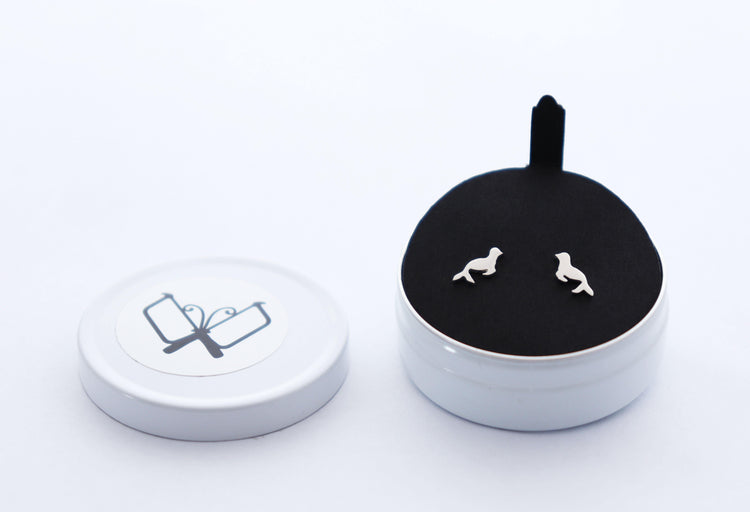 Tiny Silver Seal Stud Earrings - Sweet November Jewelry
