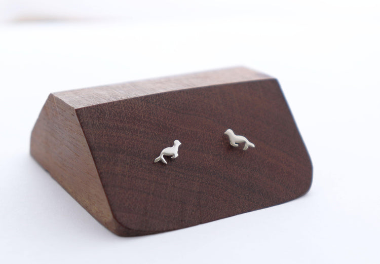 Tiny Silver Seal Stud Earrings - Sweet November Jewelry