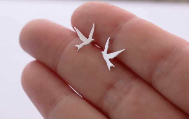 Silver Flying Bird Studs - Sweet November Jewelry