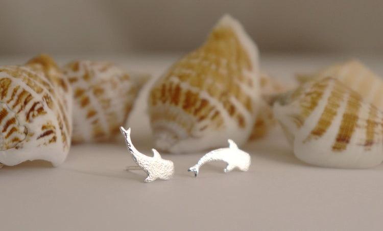 Whale Shark Studs in Sterling Silver - Sweet November Jewelry