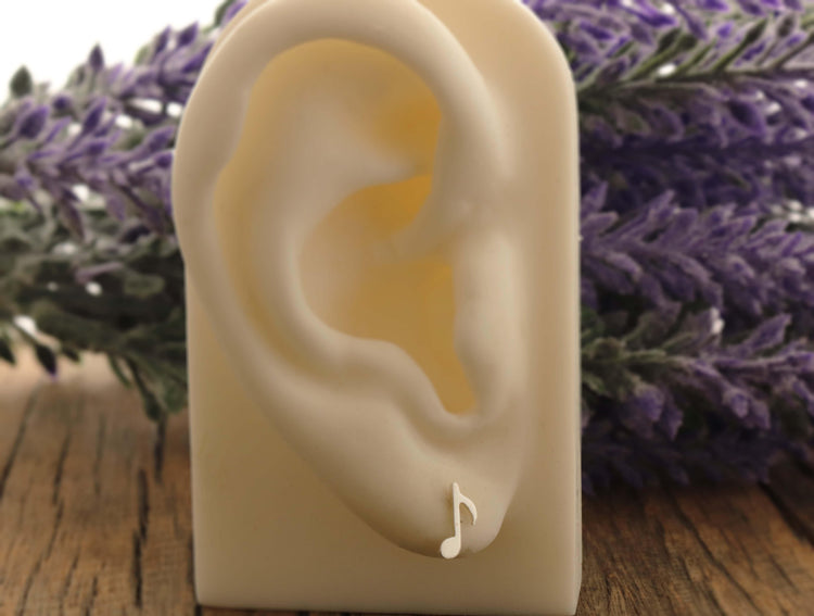 Music Note Studs in Sterling Silver - Sweet November Jewelry