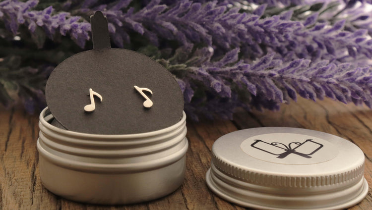 Music Note Studs in Sterling Silver - Sweet November Jewelry