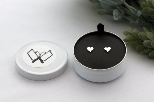 Sweet Heart Studs in Sterling Silver - Sweet November Jewelry