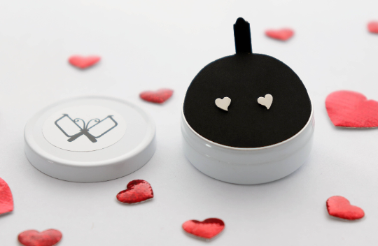 Sweet Heart Studs in Sterling Silver - Sweet November Jewelry