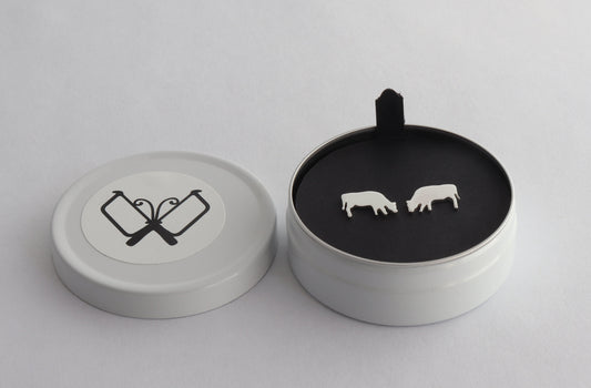 Grazing Cow Stud Earrings - Sweet November Jewelry