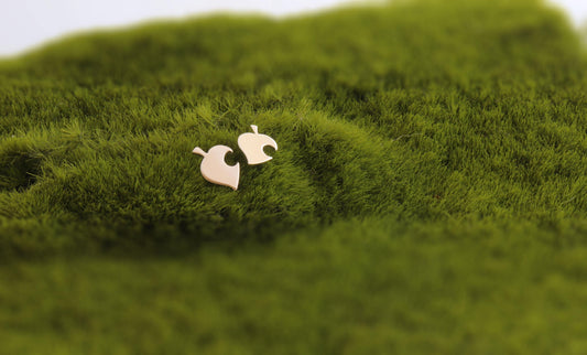 Animal Crossing Leaf Studs in Sterling Silver - Sweet November Jewelry