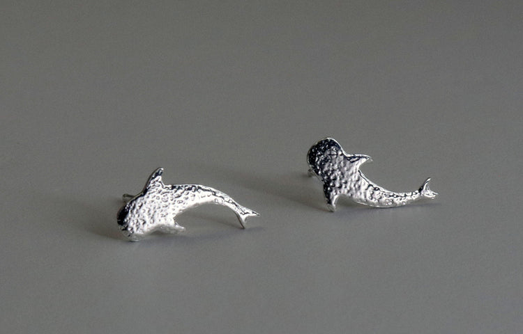 Whale Shark Studs in Sterling Silver - Sweet November Jewelry
