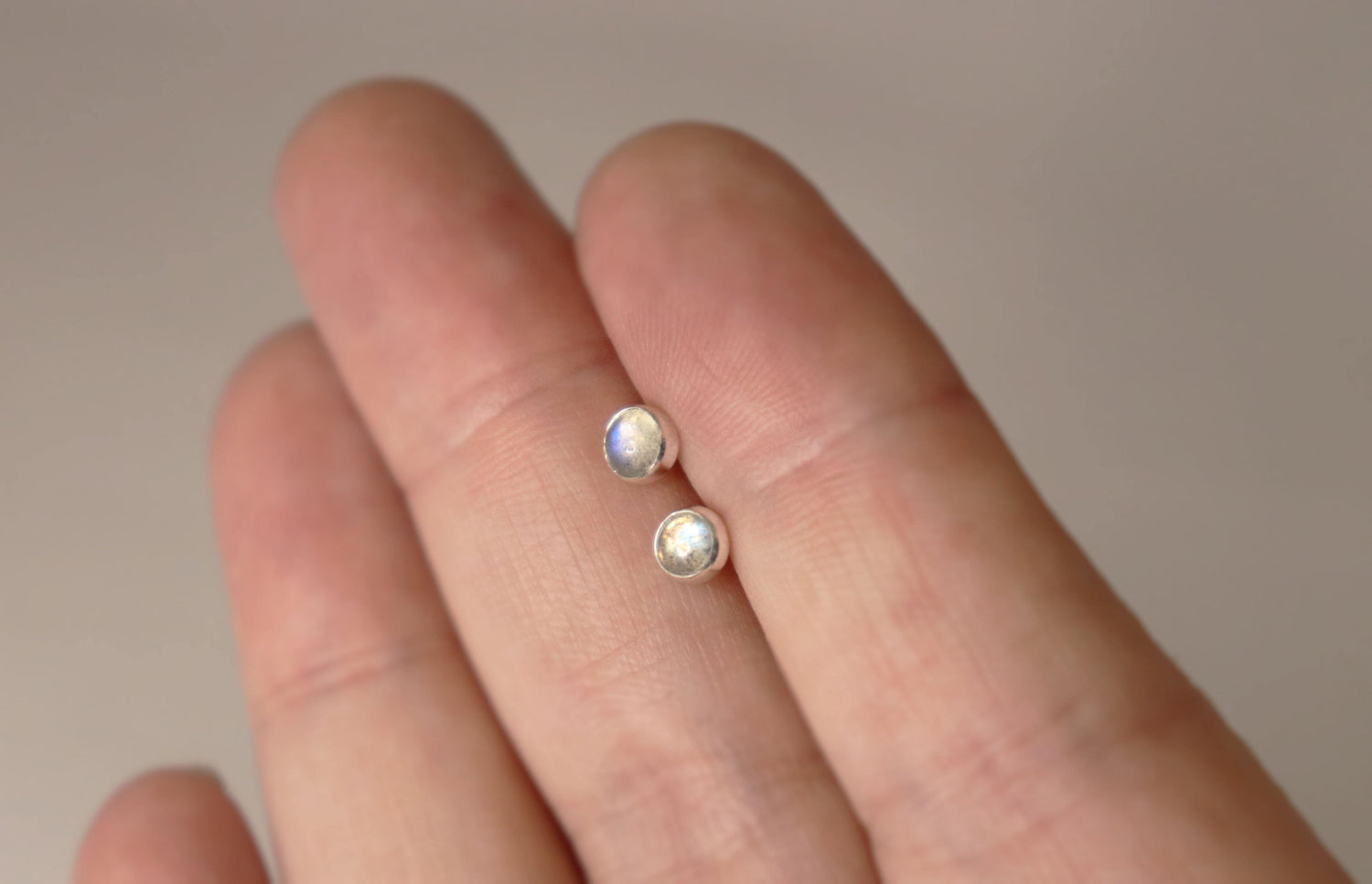 4 mm Labradorite Stone Studs - Sweet November Jewelry