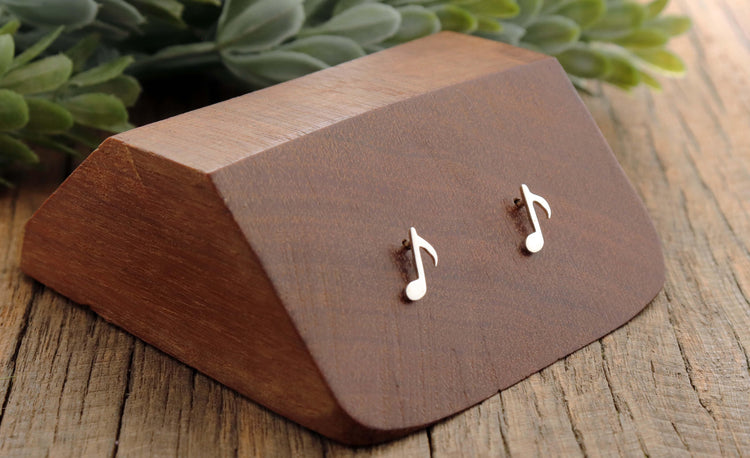 Music Note Studs in Sterling Silver - Sweet November Jewelry