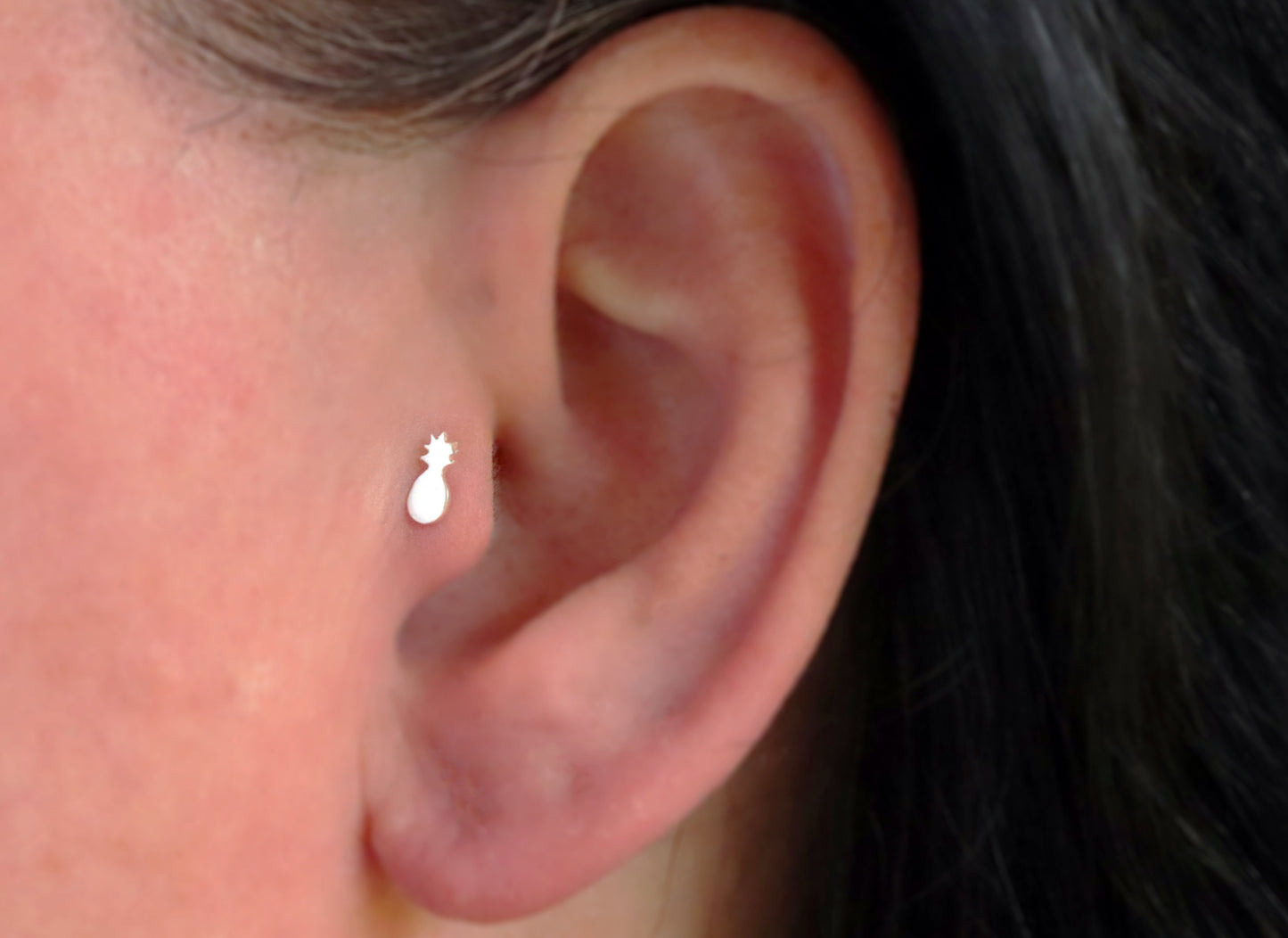 Pineapple tragus in sterling silver