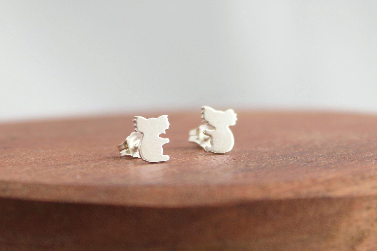 Koala Earrings, Sterling Silver Post Earrings, Australian Native Animal Earrings - Sweet November Jewelry
