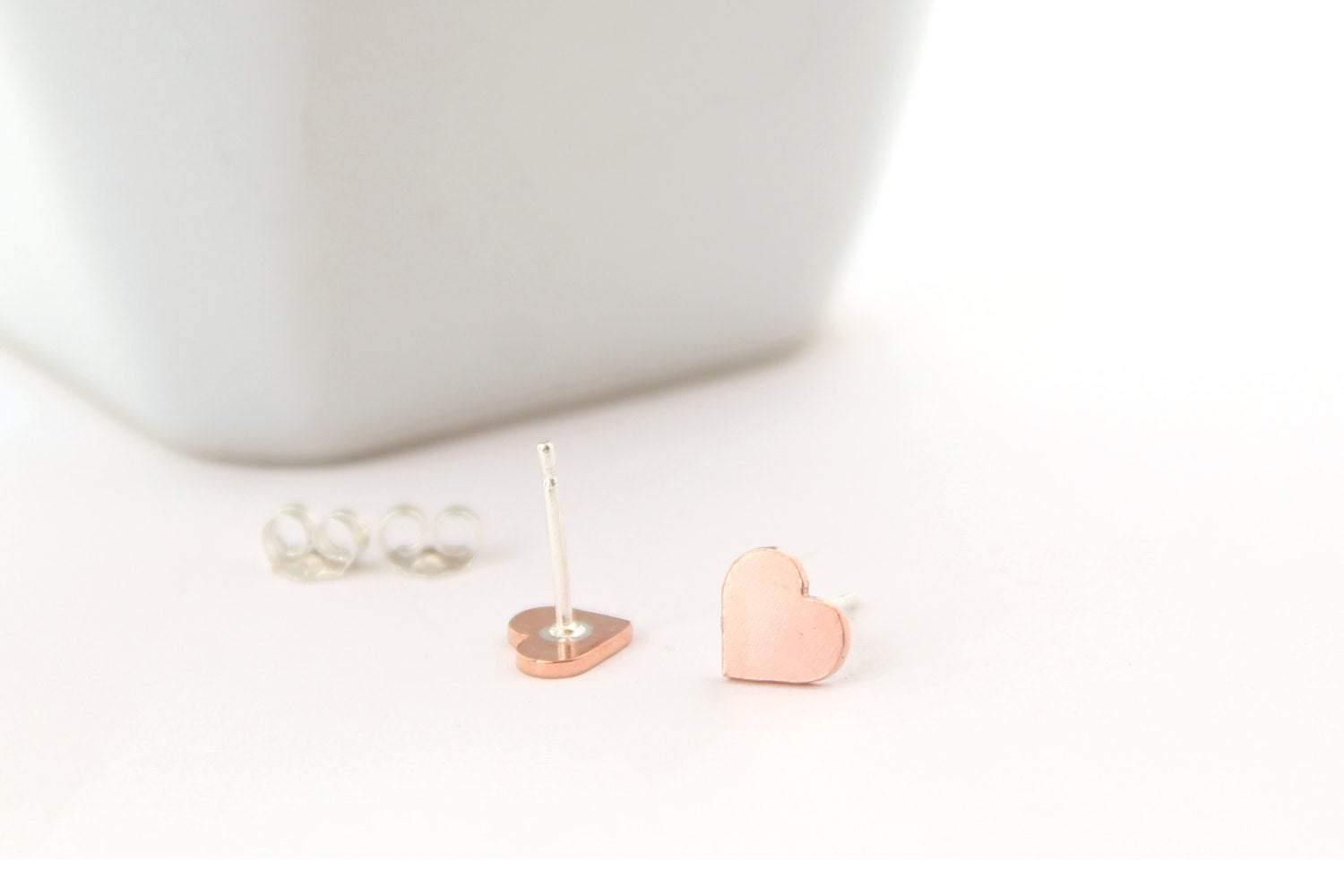 Big Copper Love Heart Studs - Sweet November Jewelry
