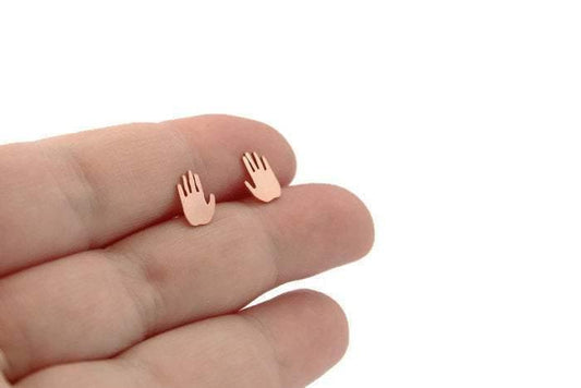 Copper Hand Studs, Quirky Earrings - Sweet November Jewelry