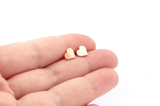 Big Copper Love Heart Studs - Sweet November Jewelry