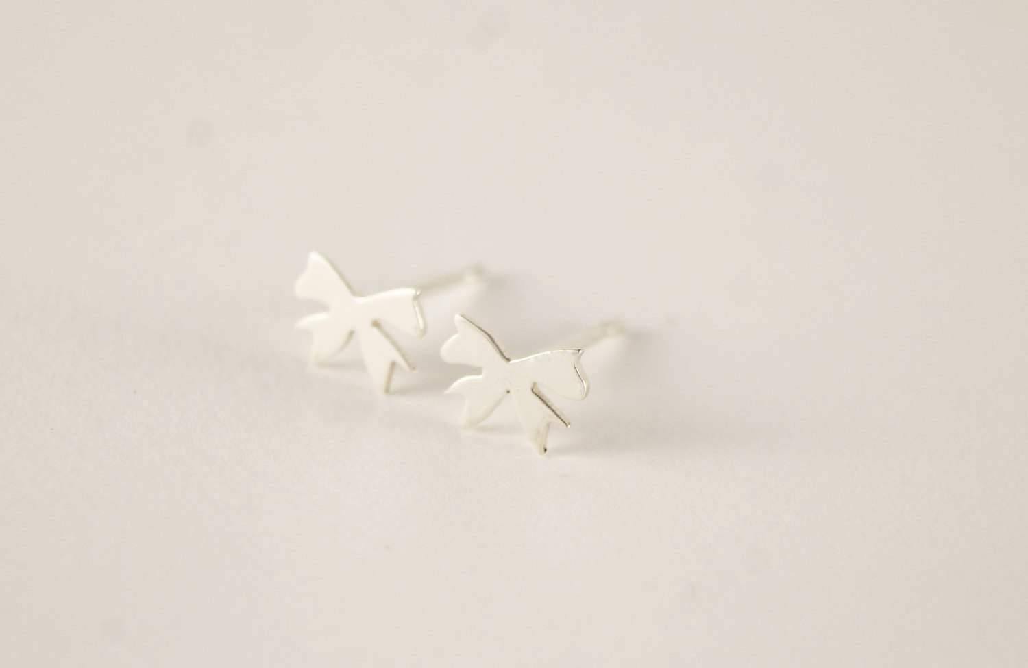 Silver Bow Earrings - Sweet November Jewelry
