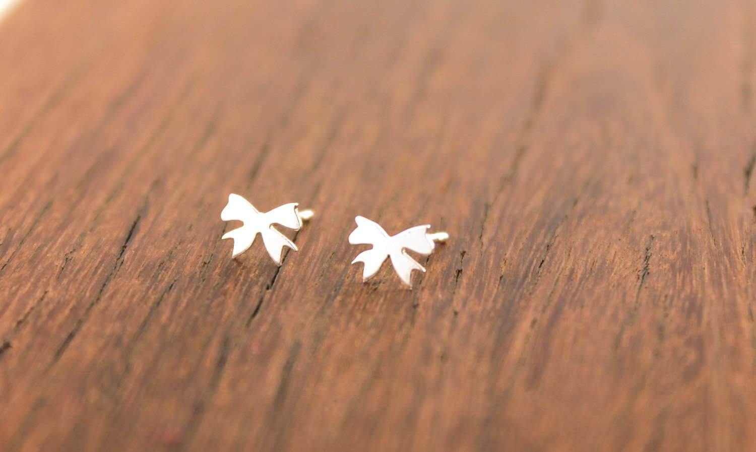 Silver Bow Earrings - Sweet November Jewelry