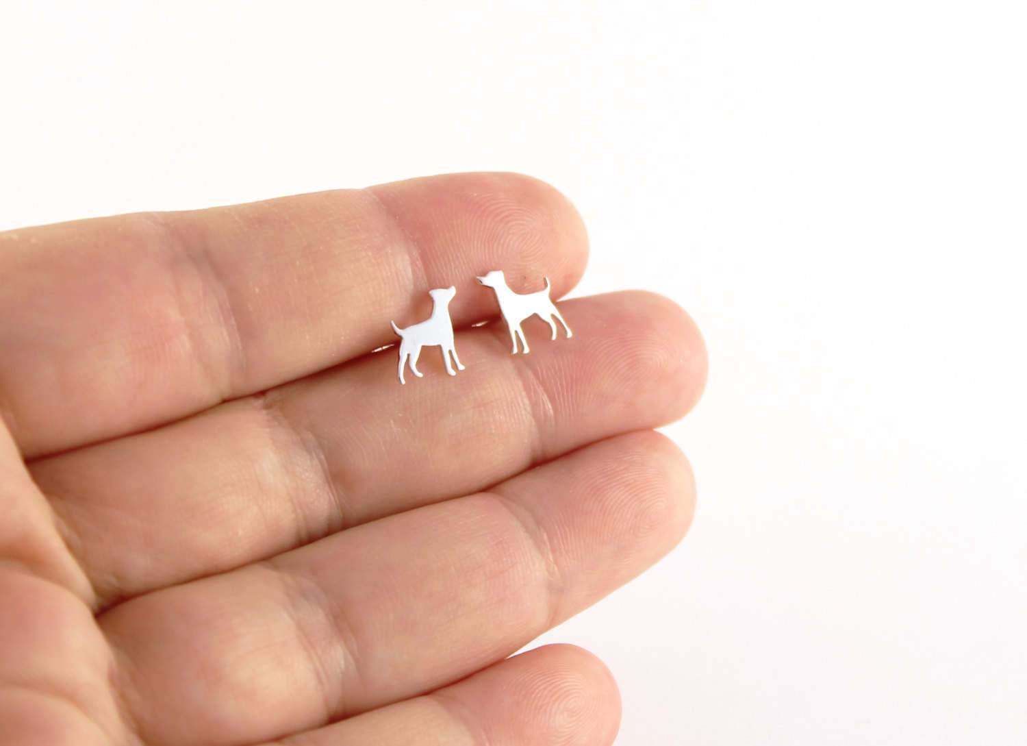 Doggy Studs, Sweet Silver Dog Silhouette Earrings - Sweet November Jewelry
