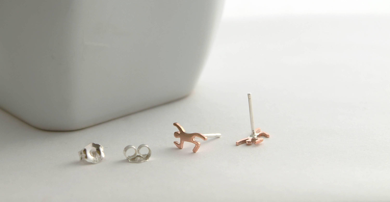 Quirky Copper People Earrings - Sweet November Jewelry