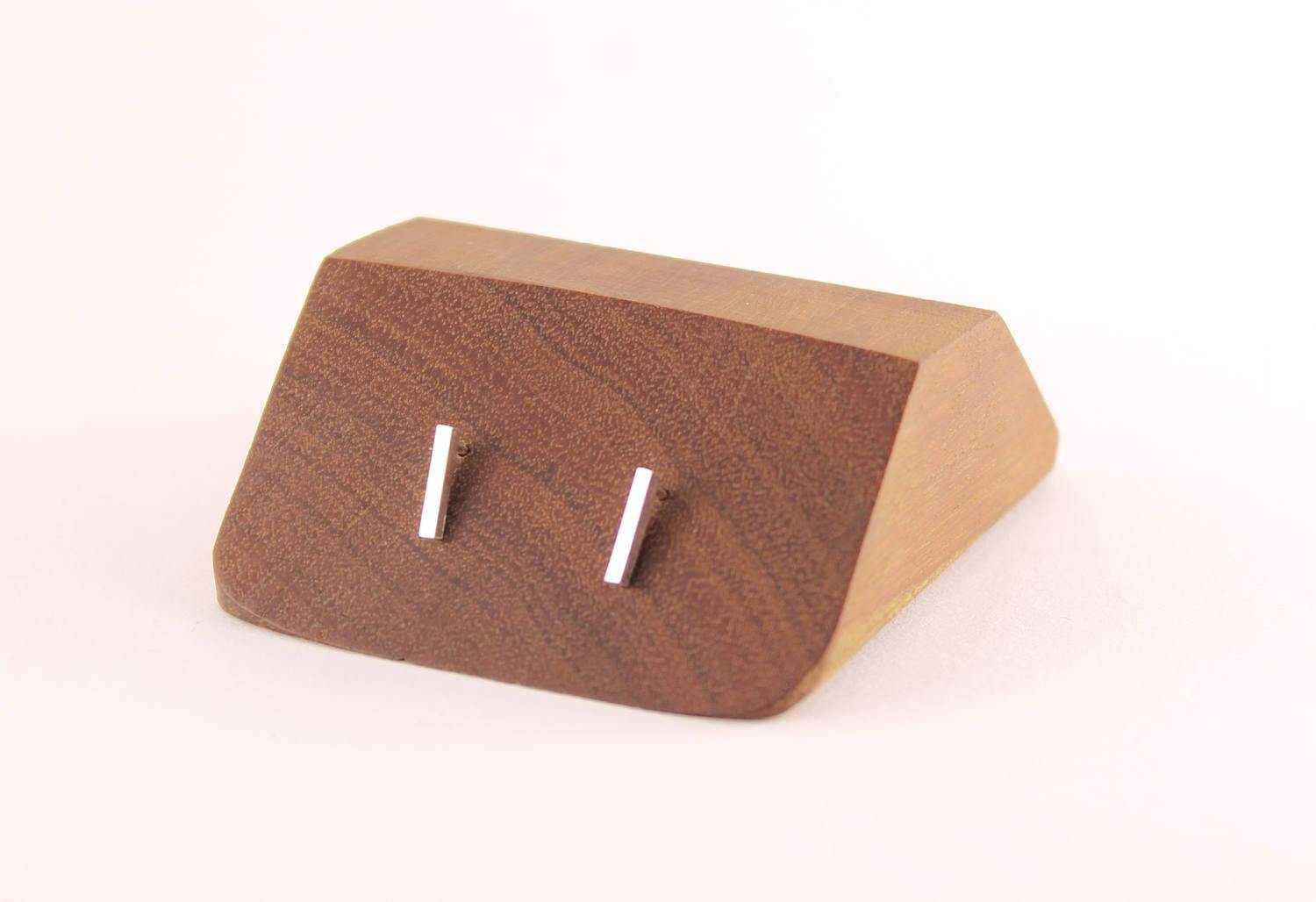 Long Bar Studs, Sterling Silver Square Bar Studs, Hand Crafted Silver, Simple Stylish Modern Earrings, Everyday Earrings, Geometric Studs - Sweet November Jewelry