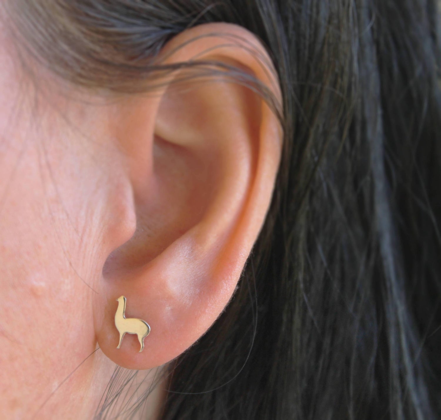 Llama Stud Earring Pair, Handmade from Sterling Silver - Sweet November Jewelry
