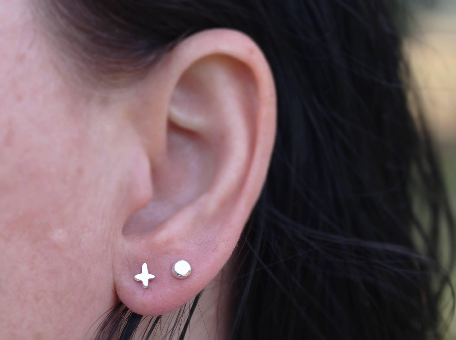 Organic Silver Dot Studs - Sweet November Jewelry