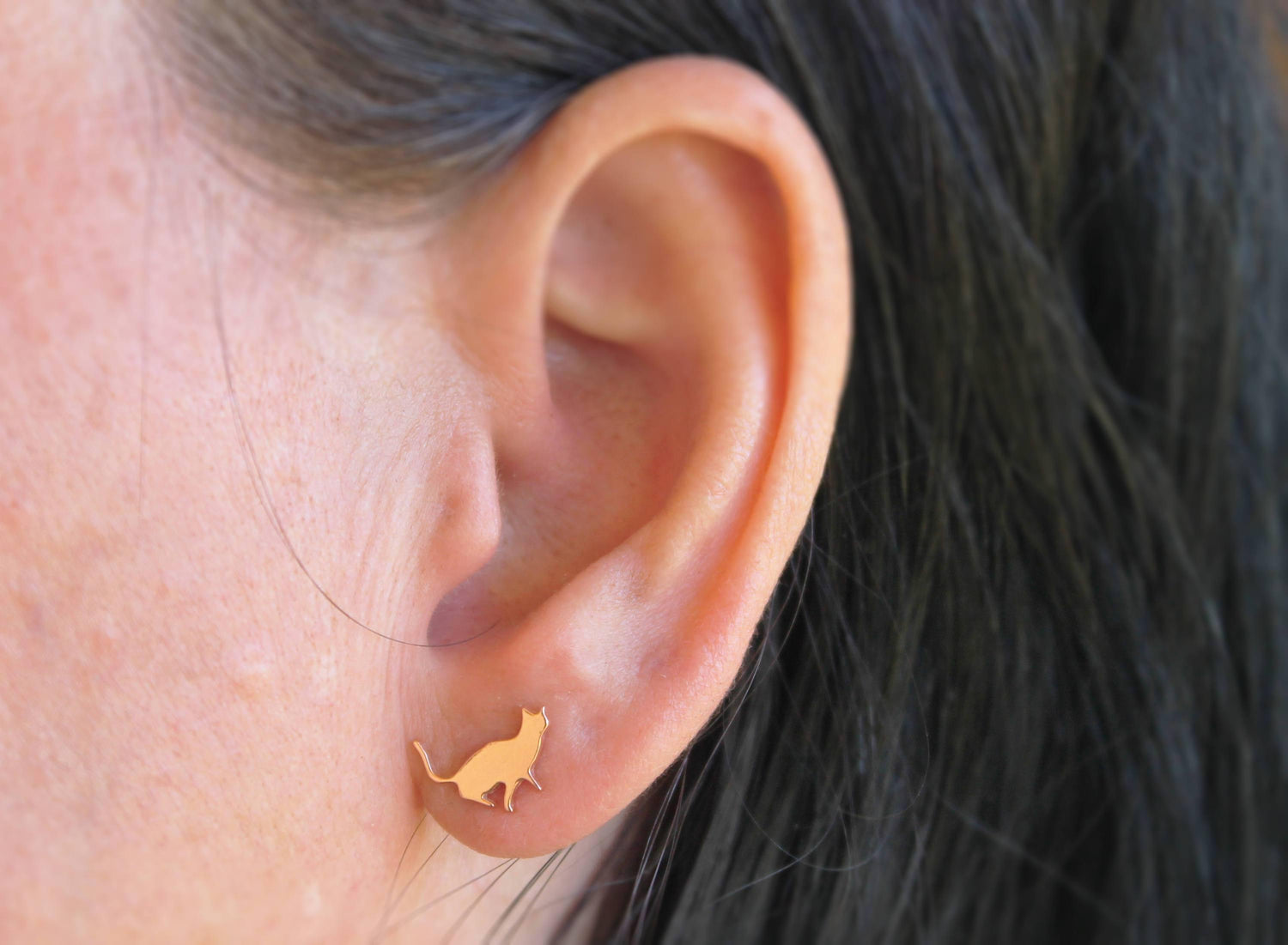 Copper Cat Studs - Sweet November Jewelry