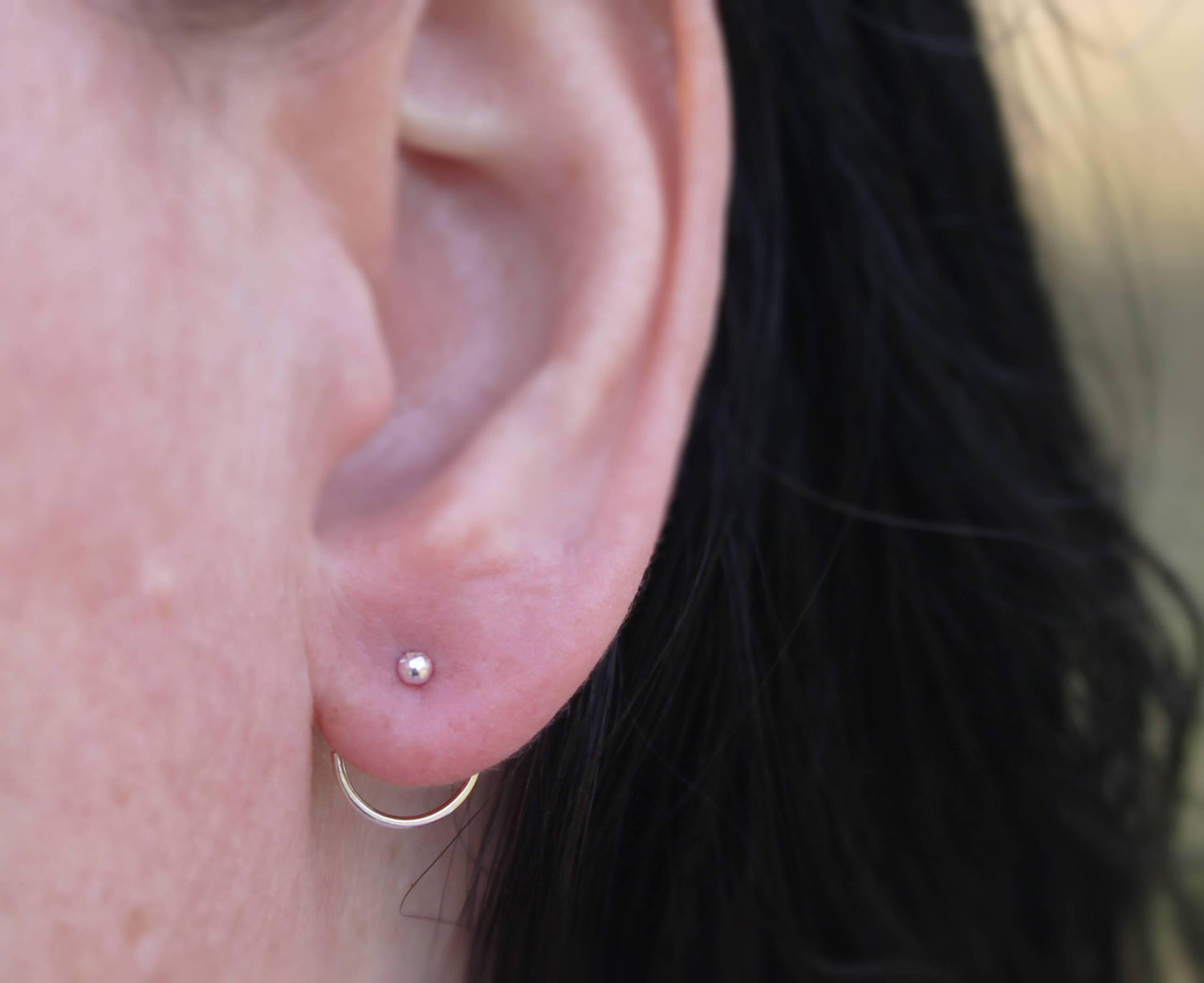 2mm Ball Sterling Silver Backless Studs, Comfortable Sleepers with Loop - Sweet November Jewelry