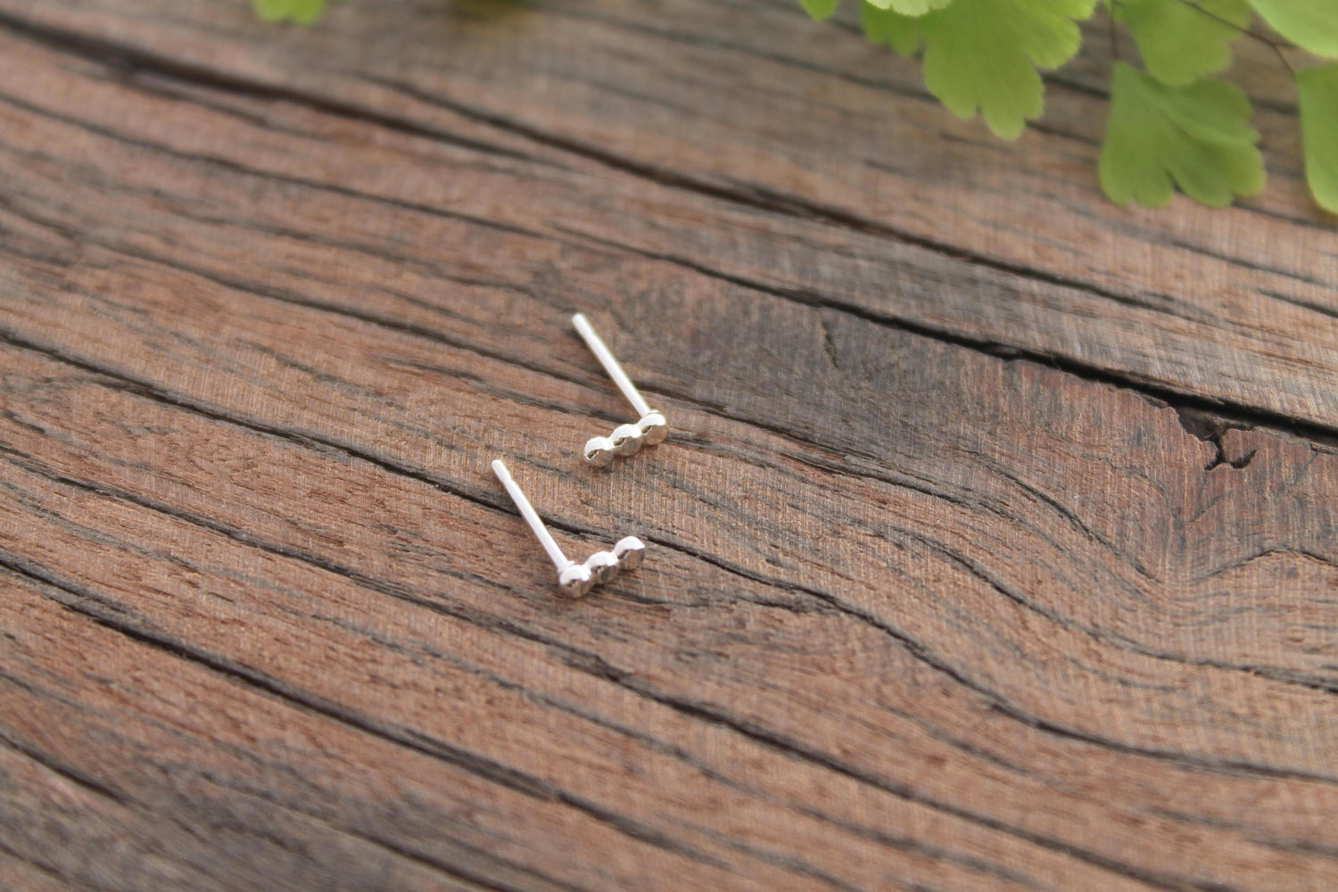 Silver Dotted Bar Studs - Sweet November Jewelry