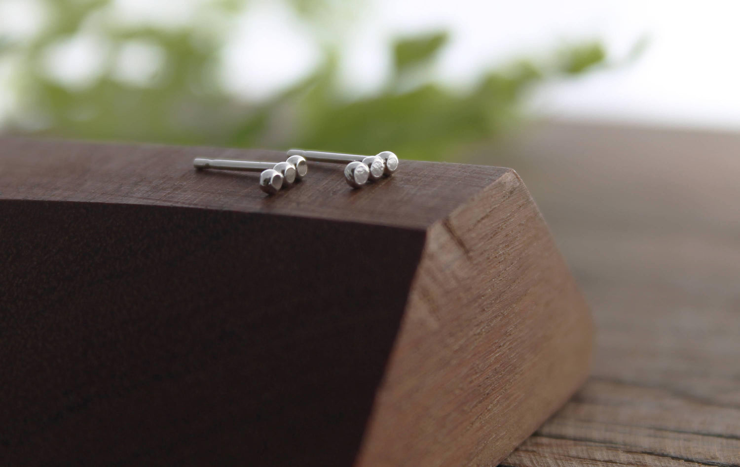 Silver Dotted Bar Studs - Sweet November Jewelry