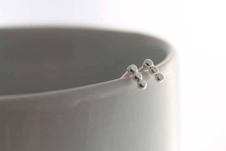 Silver Dotted Bar Studs - Sweet November Jewelry