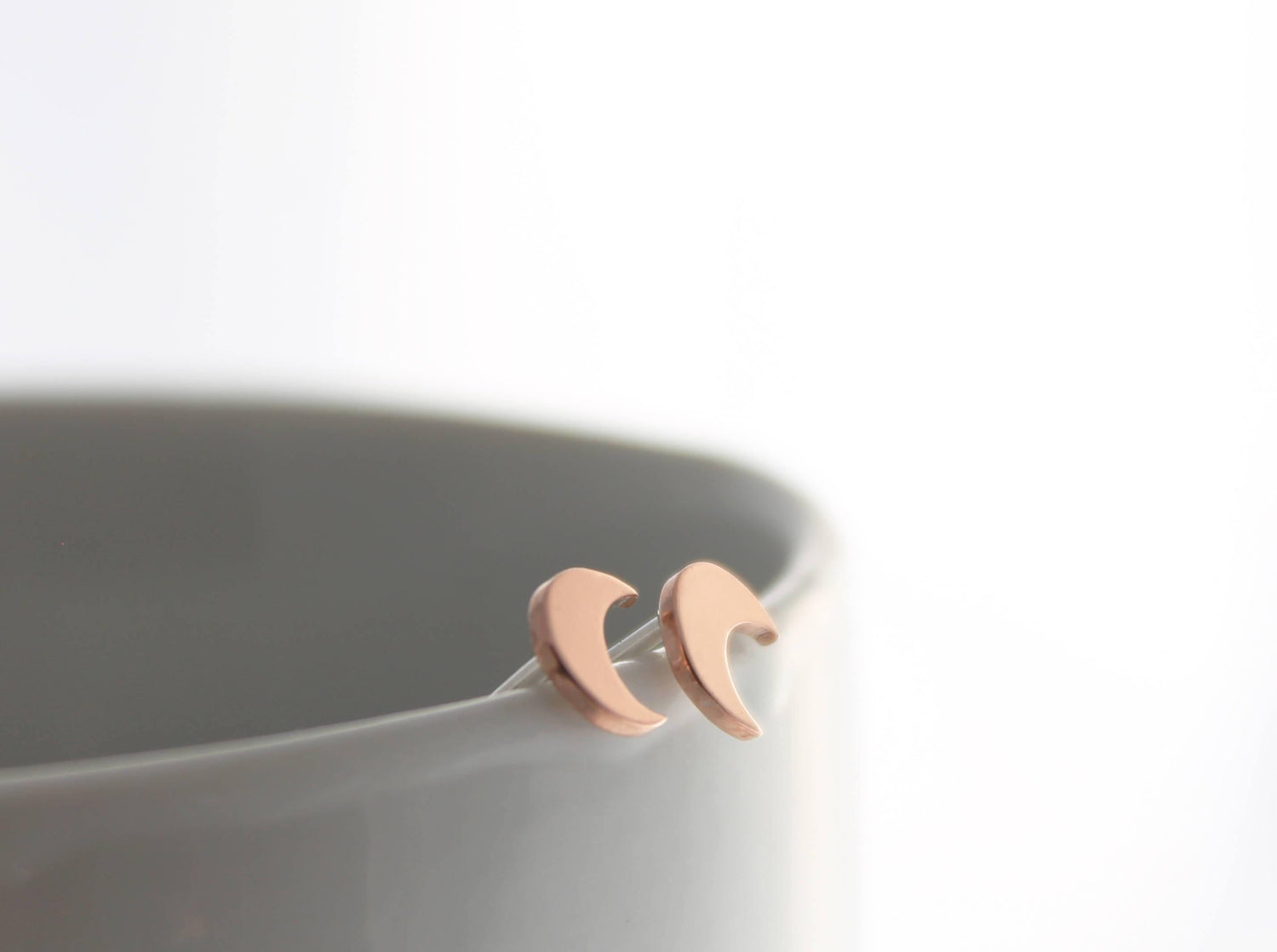 Boho Crescent Moon Studs, Hand Crafted from Copper - Sweet November Jewelry