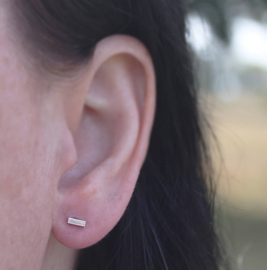 Small Silver Bar Studs