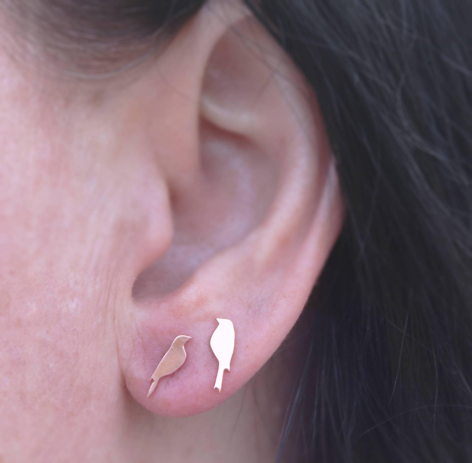 Little Copper Birdie Studs, Hand Crafted From Rich Copper, Sweet Bird Earrings - Sweet November Jewelry