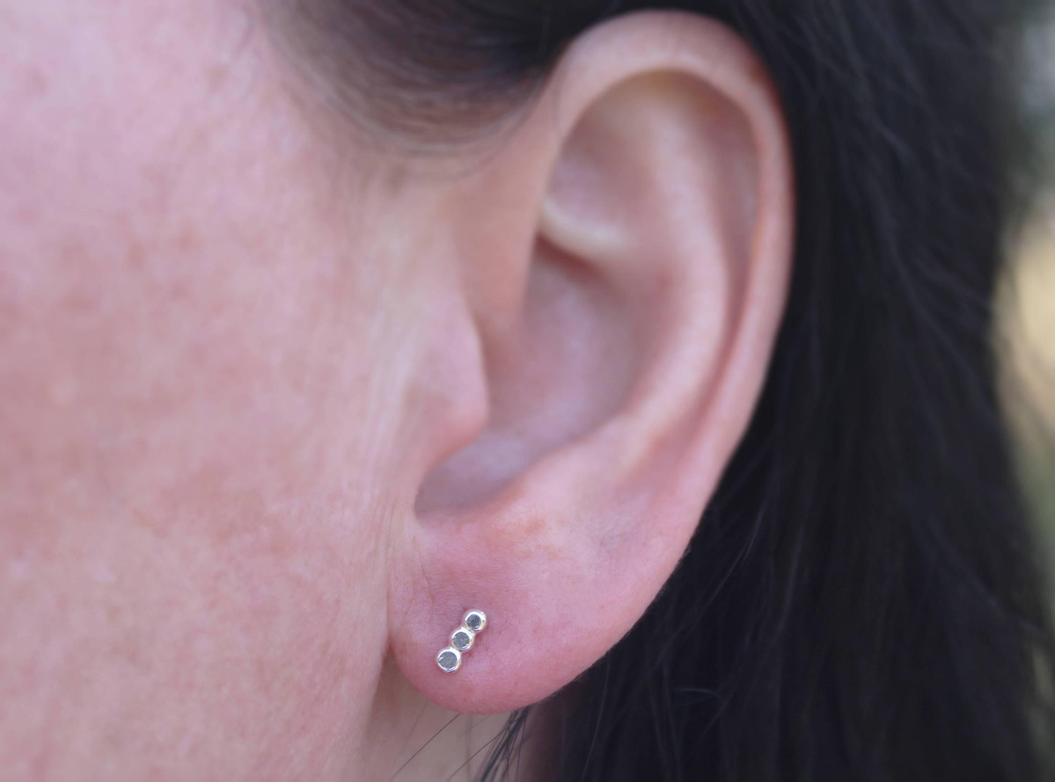 Silver Dotted Bar Studs - Sweet November Jewelry