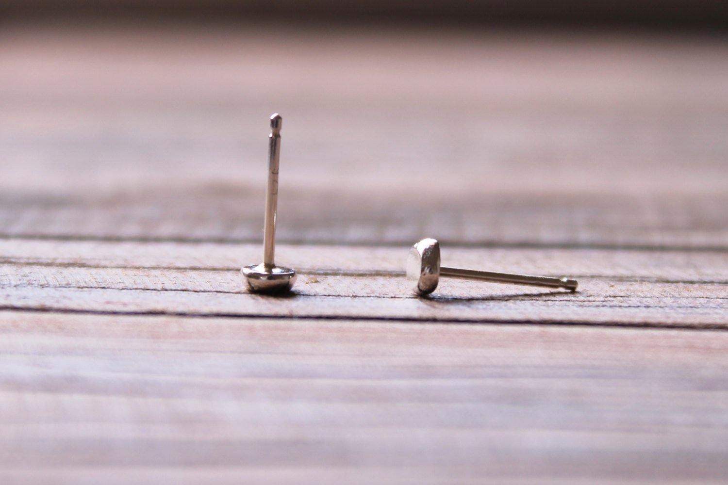 Organic Silver Dot Studs - Sweet November Jewelry
