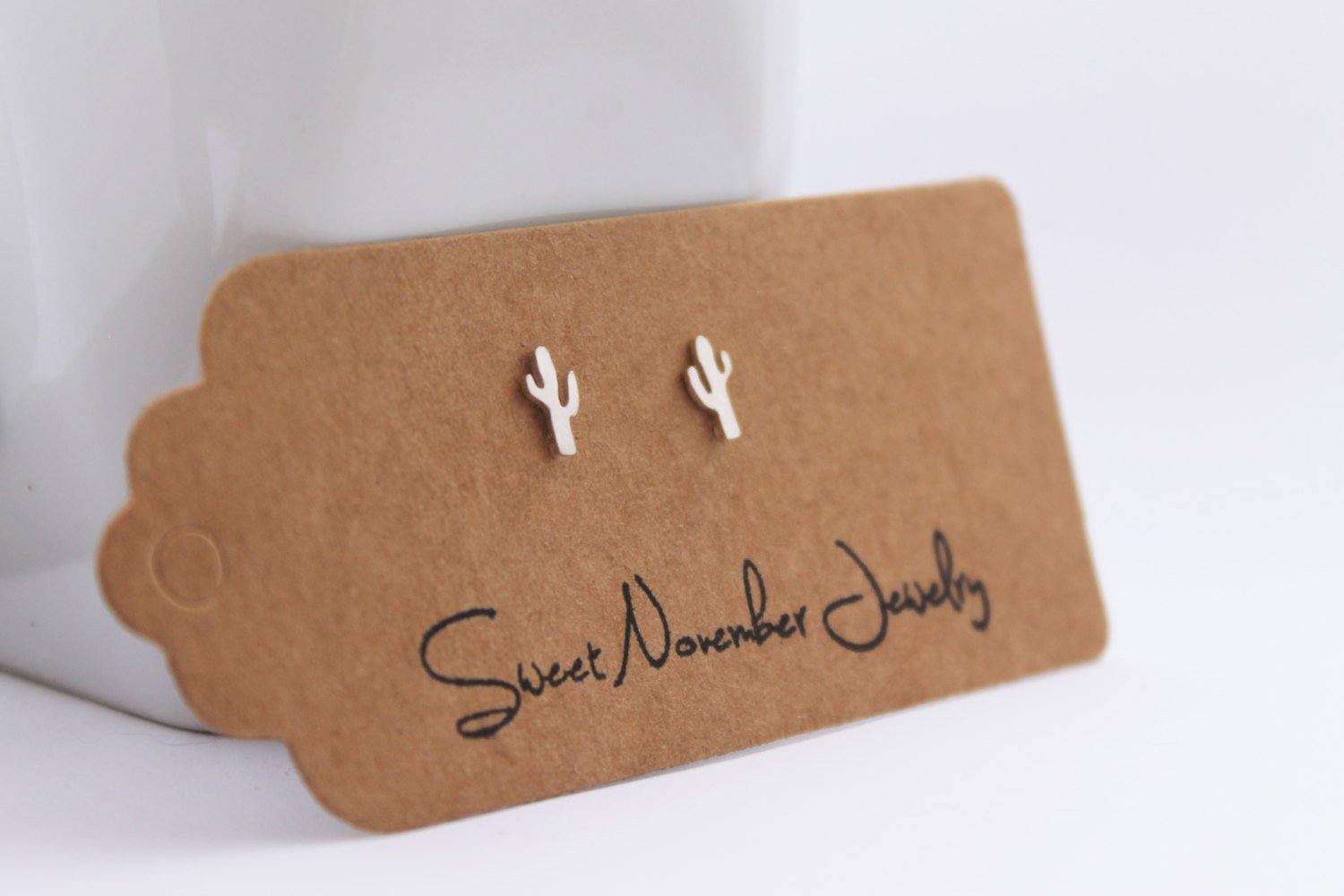 Cactus Studs in Sterling Silver - Sweet November Jewelry