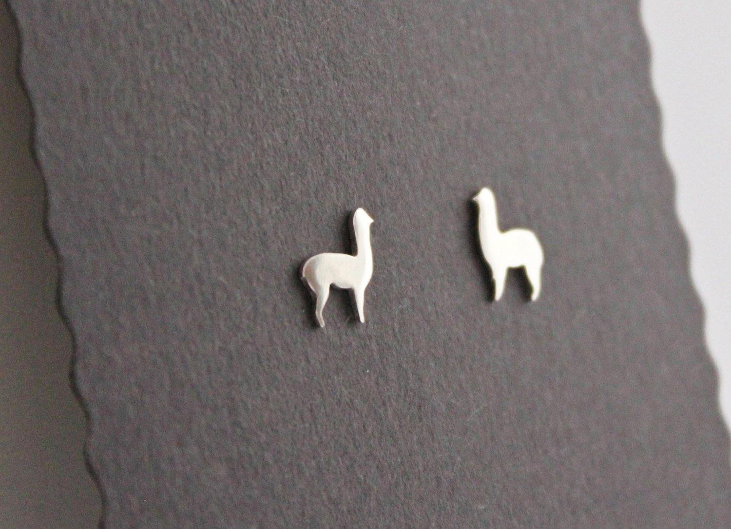 Llama Stud Earring Pair, Handmade from Sterling Silver - Sweet November Jewelry
