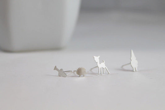 Woodland Mismatched Animal Studs - Sweet November Jewelry