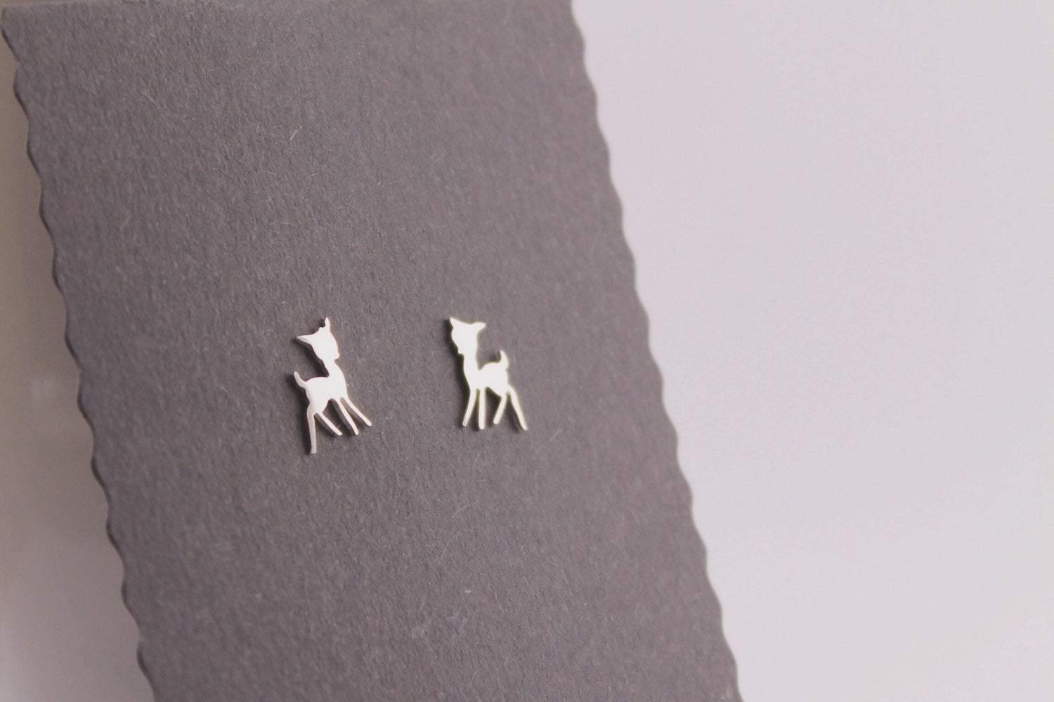 Baby Fawn/ Deer Studs in Sterling Silver - Sweet November Jewelry