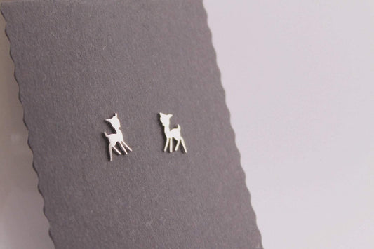 Baby Fawn/ Deer Studs in Sterling Silver - Sweet November Jewelry