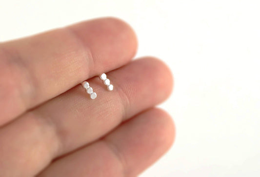 Silver Dotted Bar Studs - Sweet November Jewelry